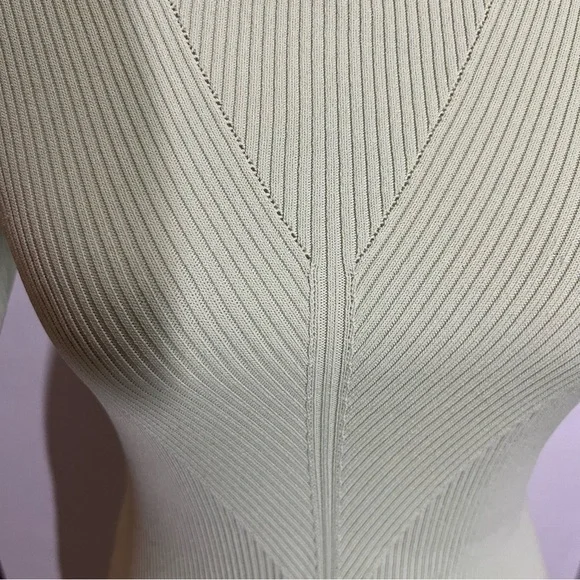 Maje Pastel Green Ribbed Knit Tie Back Midi Dress 38 - Picture 6 of 15